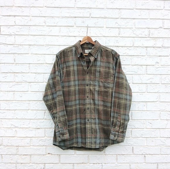 L.L. Bean Flannel Plaid Shirt Medium - Picture 1 of 3